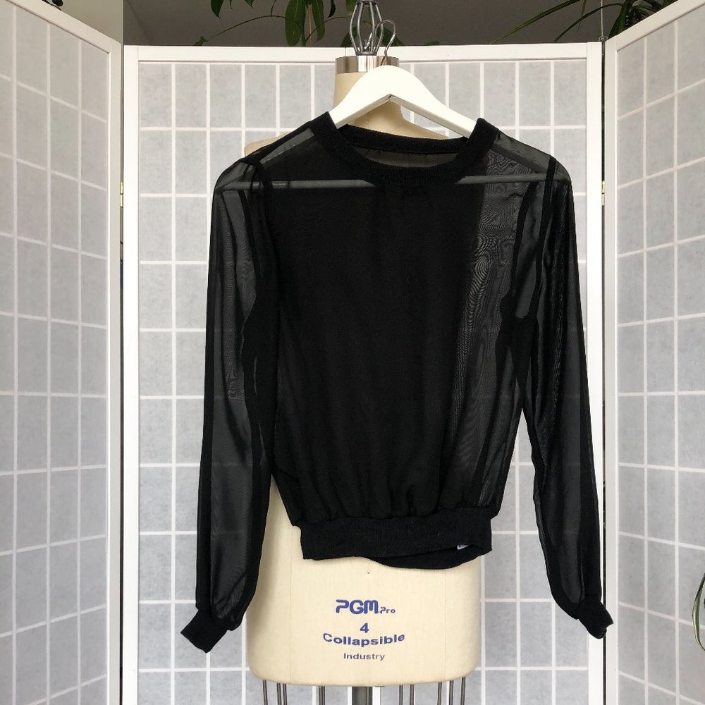 Sheer Black Long-Sleeved Top